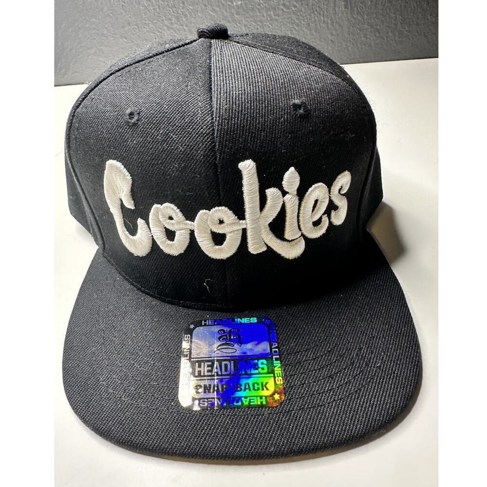 Headlines Cookies Embroidered Logo Snapback Black/White Men's Hat NEW - Picture 5 of 5